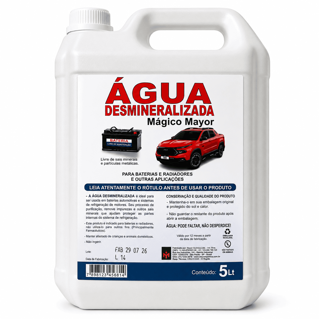 Água Demineralizada 5 litros